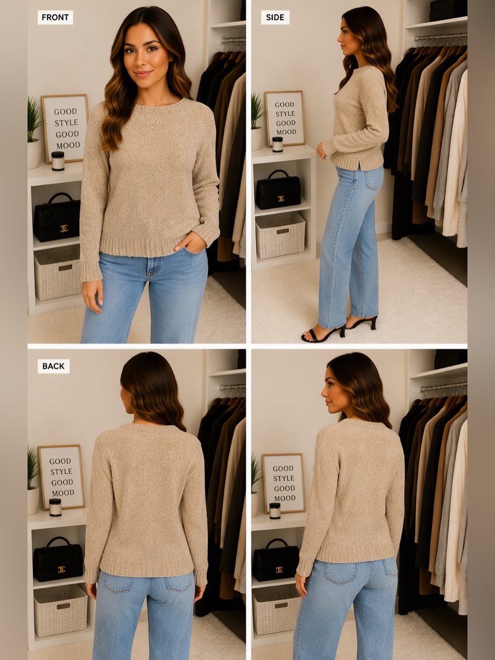 Kendra Scott Cozy Crewneck Sweater - Beige. Size S